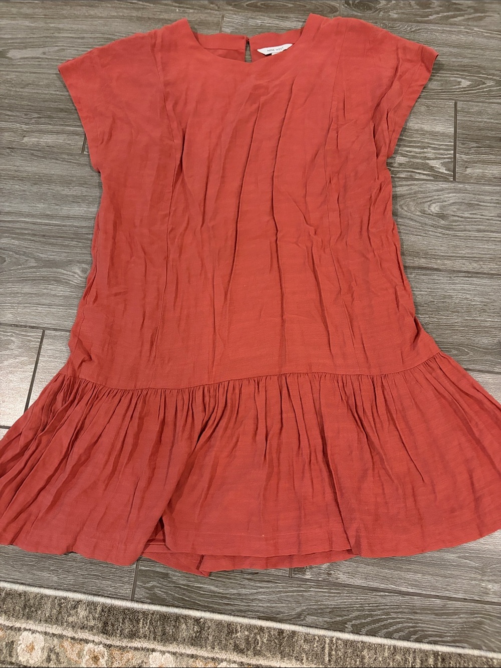 Nine West Terra Cotta Short-Sleeve Ruffle-Hem Tunic
